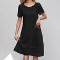 thumbnail image 2 of Robes d'Été Plissées pour Femmes Décontractées en Coton et Lin Robe Midi Tnuic Élégante à Manches Courtes Robe T-Shirt, 2 of 6