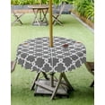 thumbnail image 3 of Outdoor Tablecloth with Umbrella Hole and Zipper Geometric Round Outdoor Tablecloths 60 Inch Outside Table Cloths Grey Moroccan Plaid Patio Table Cloth Cover for Outdoor Tables Picnic Garden, 3 of 5