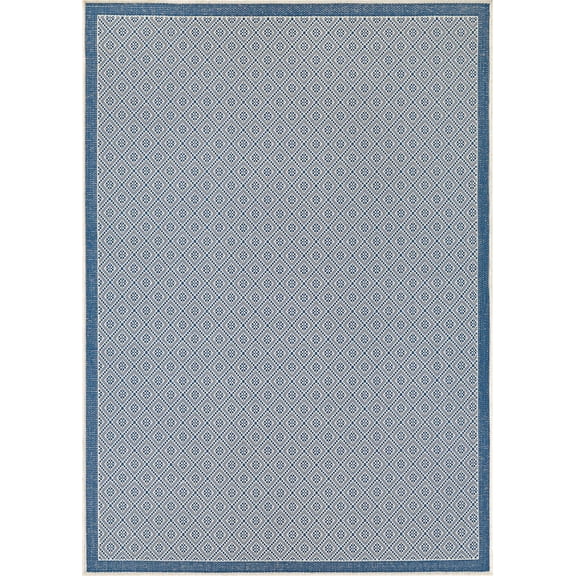 2.25' x 11.75' Blue and Gray Sea Pier Geometric Rectangular Area Throw Rug Runner