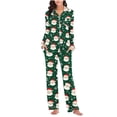 thumbnail image 6 of Women Christmas Pajama Set Long Sleeve Fleece Sleepwear Two Piece Pjs Winter Loungewear Snowman Print Nightwear, 6 of 7