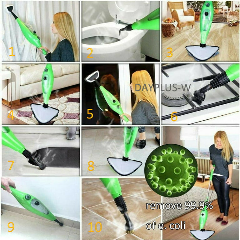 PurSteam Steam Mop Cleaner 10-in-1 with Convenient Detachable Handheld Unit  Use on Laminate, Carpet