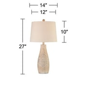 John Timberland Chico 27 Tall Modern Southwest Rustic Table Lamps Set of 2 Brown Light Wood Finish Living Room Oatmeal Shade