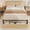 Yellow, variant on Bingirl Boho Bed Frame queen platform bed with drawers natural rattan headboard RGB led lights easy to install quiet wood bed frame with strong wooden slats support no box spring needed oak