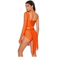 thumbnail image 2 of Haitryli Women Lyrical Latin Dance Dress Rhinestones Crop Top And Shorts Gymnastic Outfit Orange S, 2 of 5