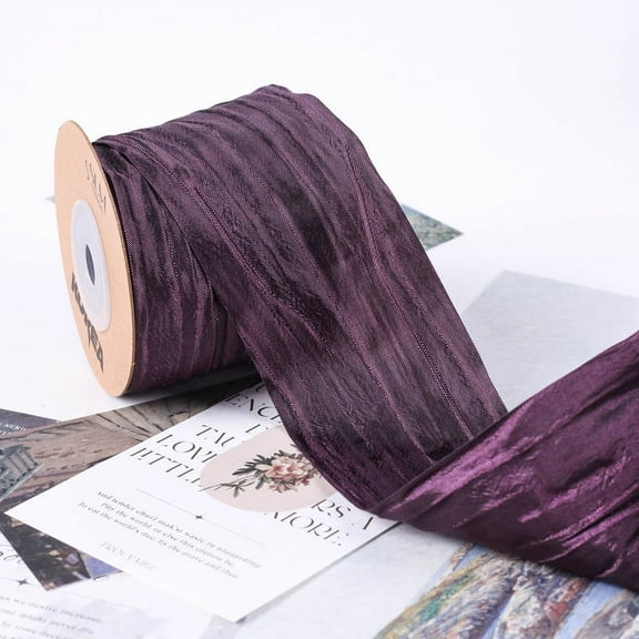 ERDOUY 10 Yards Fabric Crinkled Ribbon,Silk-Like Wrinkled Ribbons,for Gift Wrapping Basket Wreaths Bows Making Home Event Decor Christmas Tree Top Bows,A46