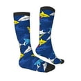 thumbnail image 3 of Picia Women Crew Soft Moisture-wicking Socks Cartoon Shark Pattern Design Cotton Socks, One Size fit All, 3 of 9