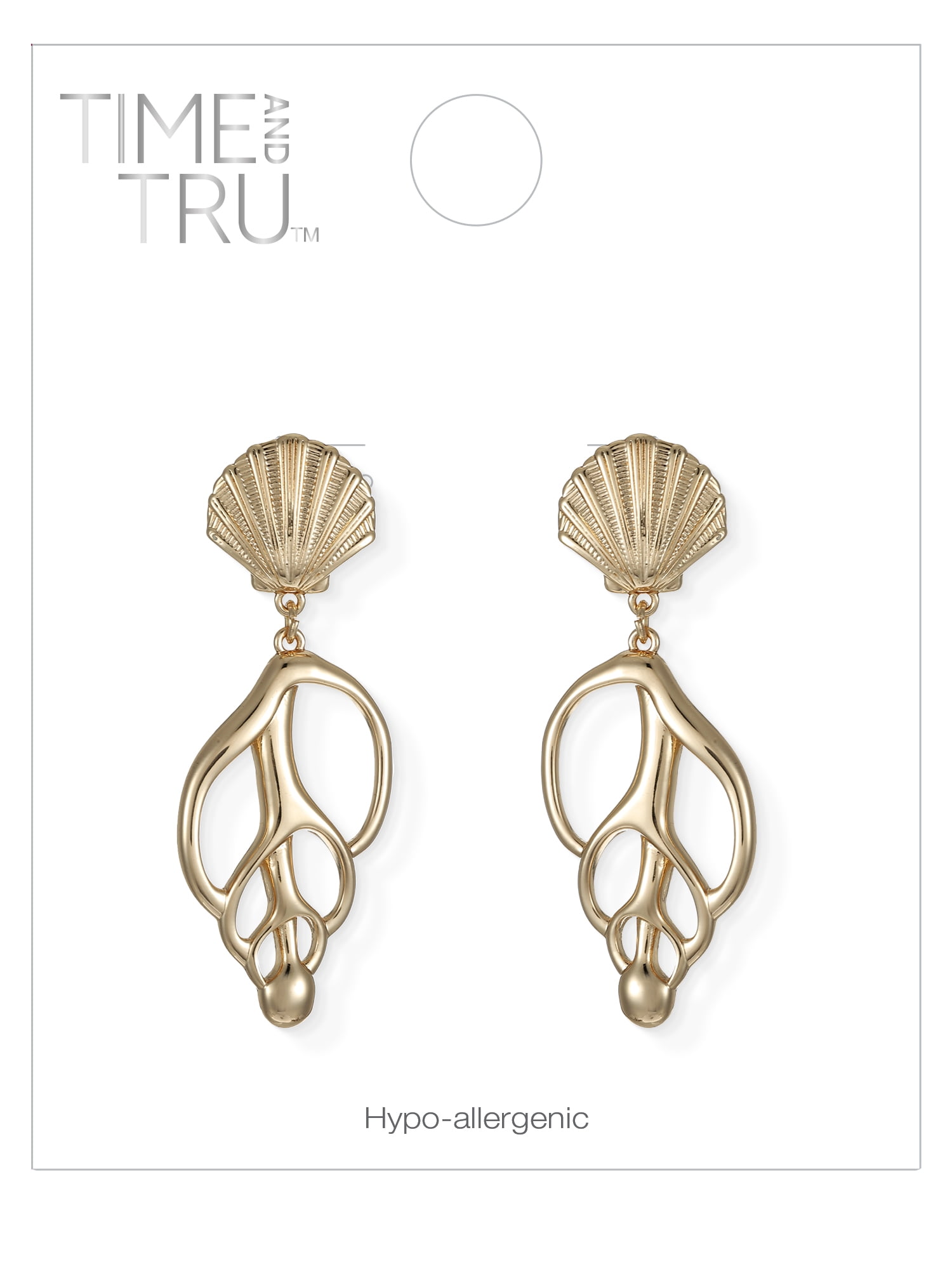 Time and Tru Gold Seashell Drop Earrings