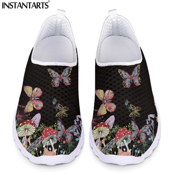 Zapatos casuales de otoño con forma de hongo y mariposa para niñas, zapatillas de malla de aire, calzado para correr y caminar para mujer