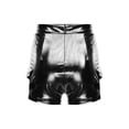 thumbnail image 4 of Zaldita Women's Metallic Shorts Yoga Shiny Sparkly Cutout with Metal Buckles Hot Short Pants Black L, 4 of 5