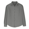 thumbnail image 6 of UVEASISHA Clearance Sales Mens Solid Color Button Down Shirt Lightweight Long Sleeve Lapel Shirts Loose Fit Casual Beach Shirt 2025 Summer Wedding Dress Shirts Dark Gray L, 6 of 7