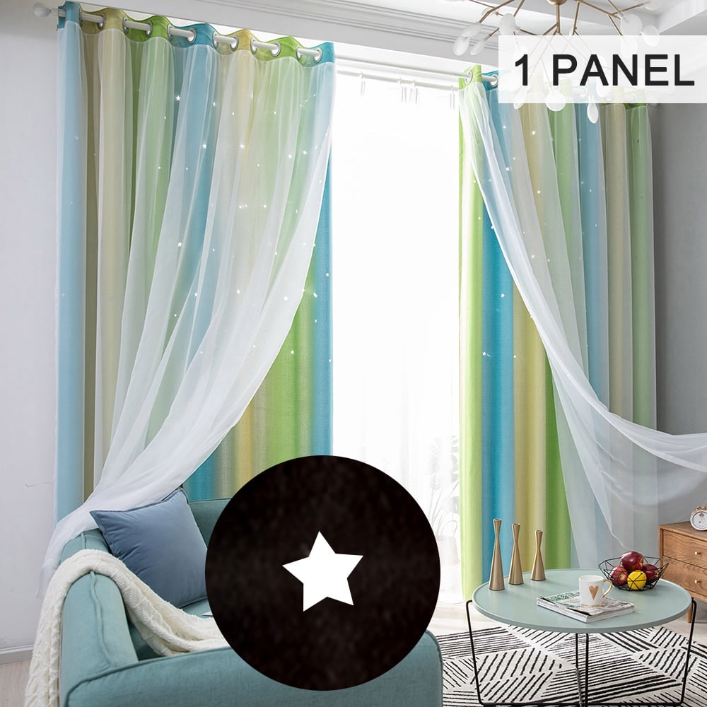 Living Room Hi Set of 2 Panels Baby Room Star Curtains Fancy Star Blackout Curtains for Kids Bedroom 42 x 63 Inches, Baby Blue Boys Room Girls