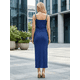 thumbnail image 3 of Set 2 Piezas Rayado Blusa de Tirantes y Falda Larga con Abertura Chic para Mujer, 3 of 5