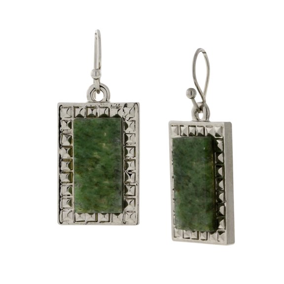 1928 Jewelry Rectangle Tiger Eye Gemstone Drop Earrings