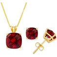thumbnail image 2 of Paris Jewelry 18K Yellow Gold 1ct Garnet Square 18 Inch Necklace and Earrings Set Plated, 2 of 2