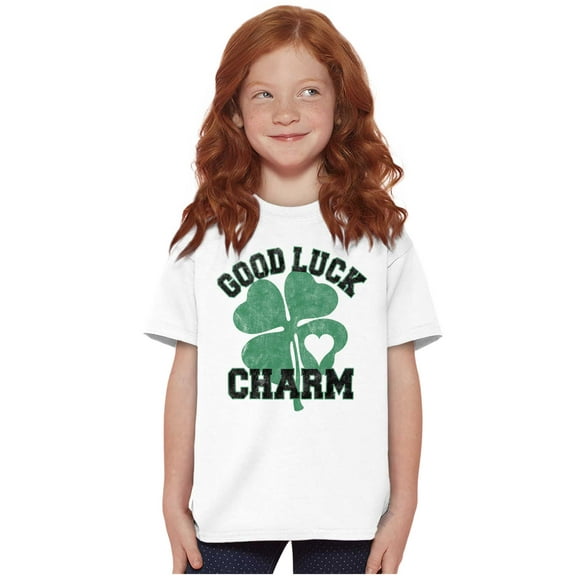 Shamrock Good Luck Charm St. Pattys Girls Kids T Shirt Tees Teen Brisco Brands XS