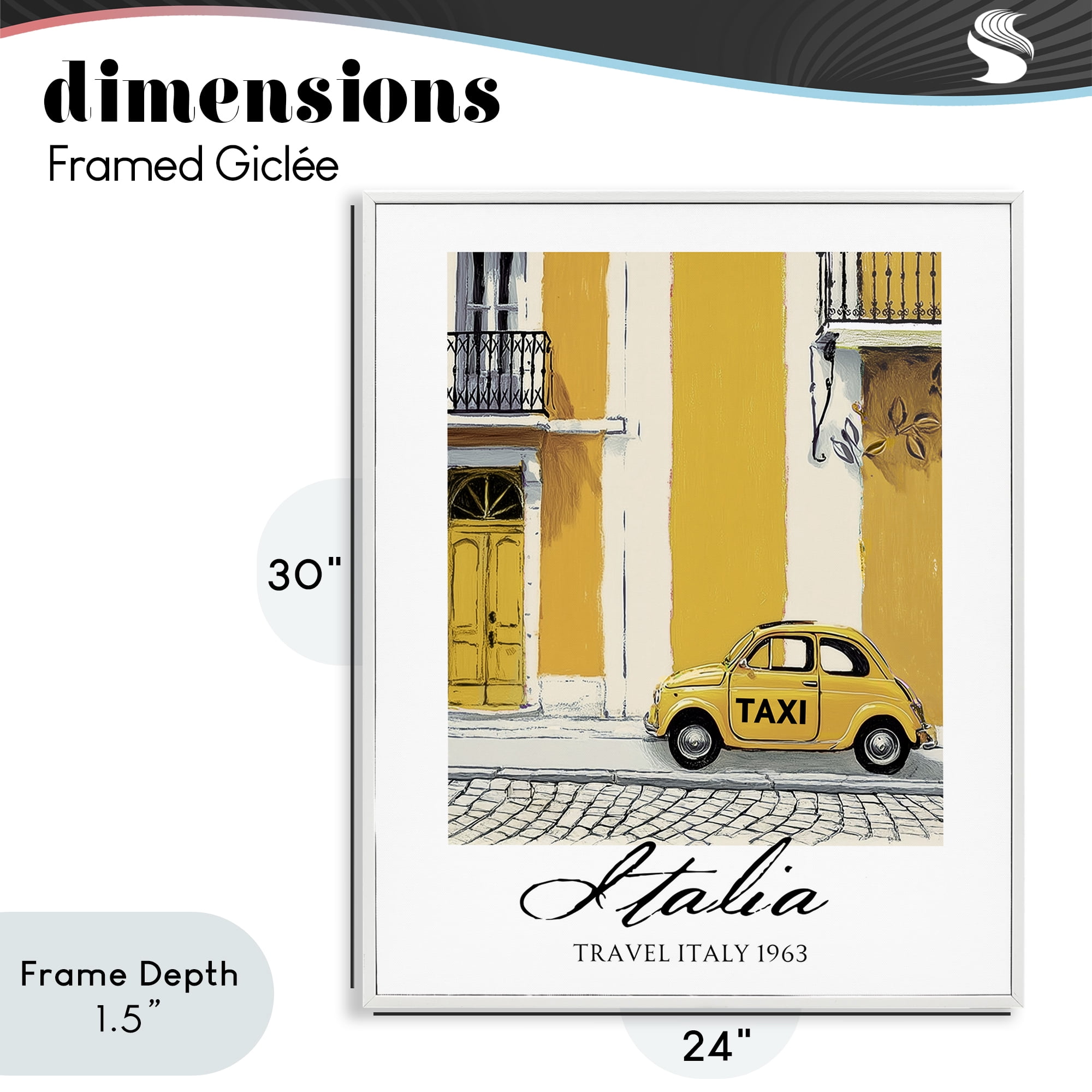 Stupell Industries Travel Italia Taxi White Framed Giclee Art, design by Annabelle Hall