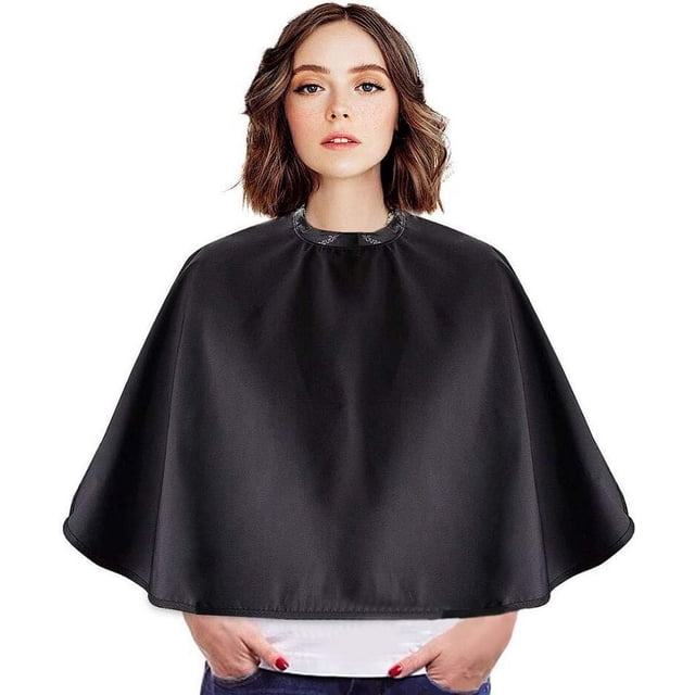 Capa de salón de fibra de poliéster, delantal de corte de pelo antiestático para estilistas profesionales, repelente al agua con cierre de velcro en el cuello, perfecto para cortar, teñir, peinar y