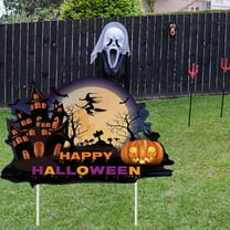 1Set Plastic Yard Signs Display Decorations for Outdoor Garden Decoration Word Happy Halloween Black 230x360x4mm