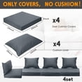 thumbnail image 2 of All Smiles Patio Furniture Replacement Chair Cushion Covers Set of 4 for Waterproof Resistant Covers for Seat Yard Garden Deck，24 x 20 Inch, 24 x 24 x 4 Inch，DarkGrey, 2 of 3
