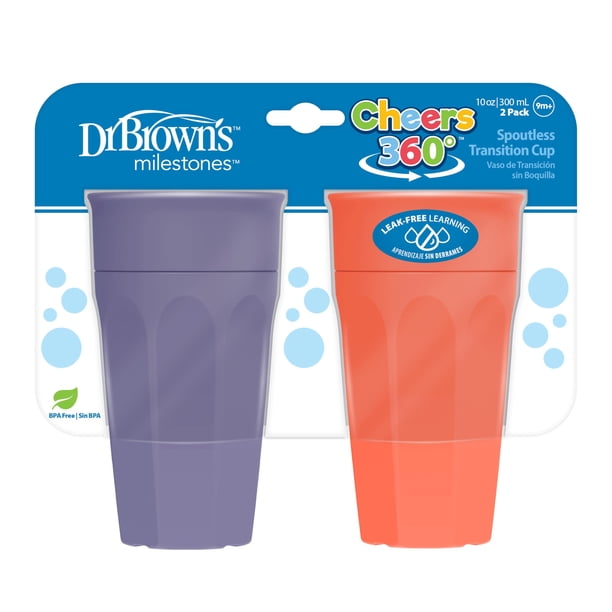 Vaso de entrenamiento Dr. Brown's Milestones Cheers 360, 300 ml, paquete de 2