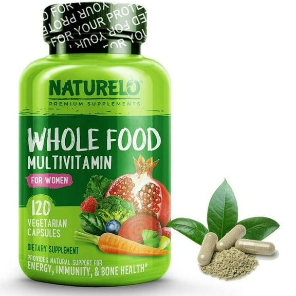 NATURELO Whole Food Multivitamin for Women - with Vitamins, Minerals, & Organic Extracts - Supplement for Energy and Heart Health - Non GMO - 120 Vegan Capsules