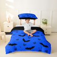 thumbnail image 2 of Homewish Bright Halloween Bat Twin Duvet Cover,Tiny Bow Pattern Twin Bedding,Royal Blue Black,Black Reversible,2 Pieces,1 Duvet Cover and 1 Pillowcase, 2 of 6