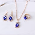thumbnail image 1 of Zhuge Conjunto de joyas de diamantes de imitación con forma de gota de agua a la moda, collar con colgante de gota de agua retro, pendientes de botón, conjunto de joyas para mujer, boda, azul C, 1 of 4