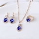 thumbnail image 1 of Nvzi Conjunto de joyas de diamantes de imitación con forma de gota de agua a la moda, collar con colgante de gota de agua retro,conjunto de joyas para madre, novia, boda, azul C, 1 of 4