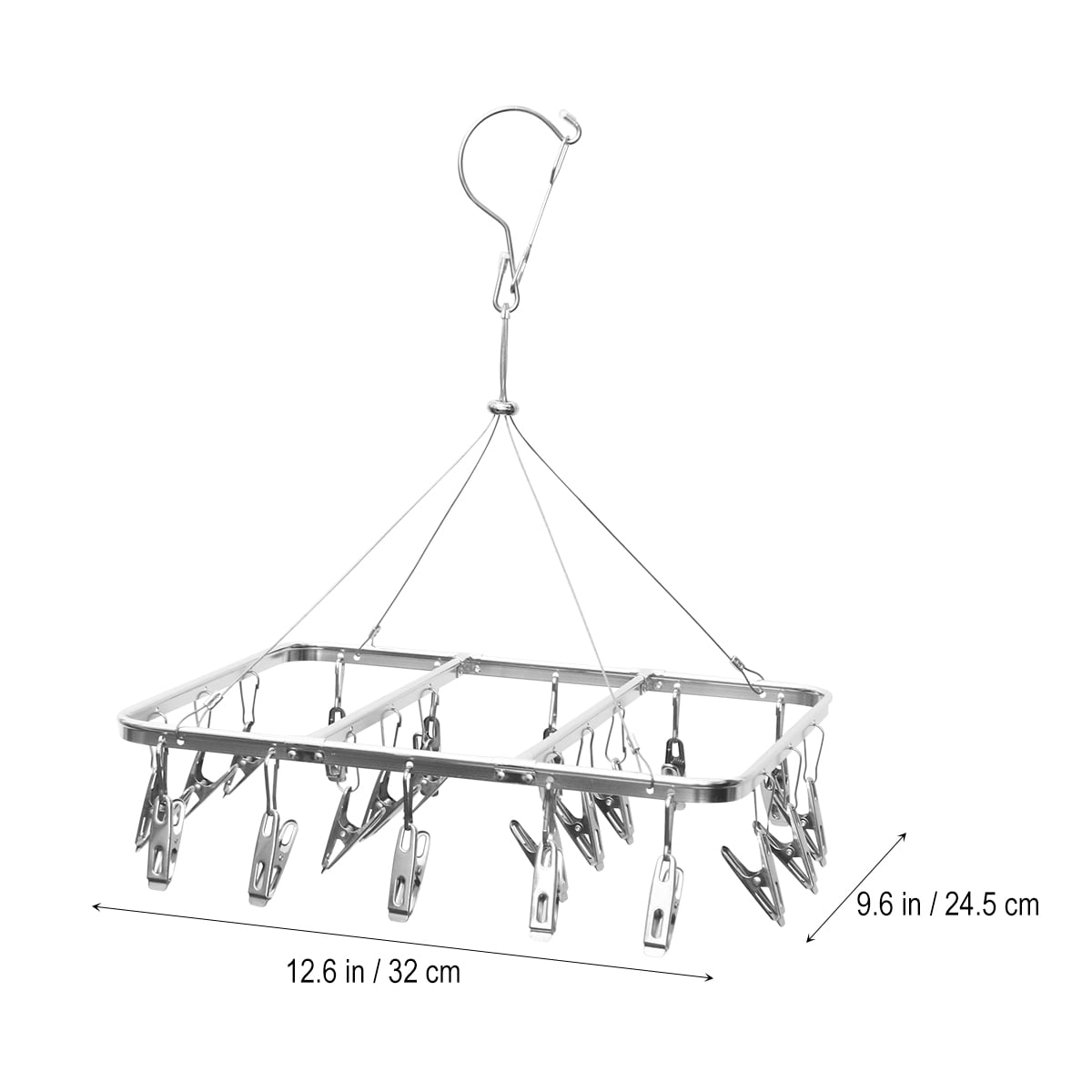 Aluminium Alloy Clothes Hangers Double Lines Square Laundry Hanger Wind proof Clothes Drying Hanger with Clips 26 Clips Thickened Wire Walmart