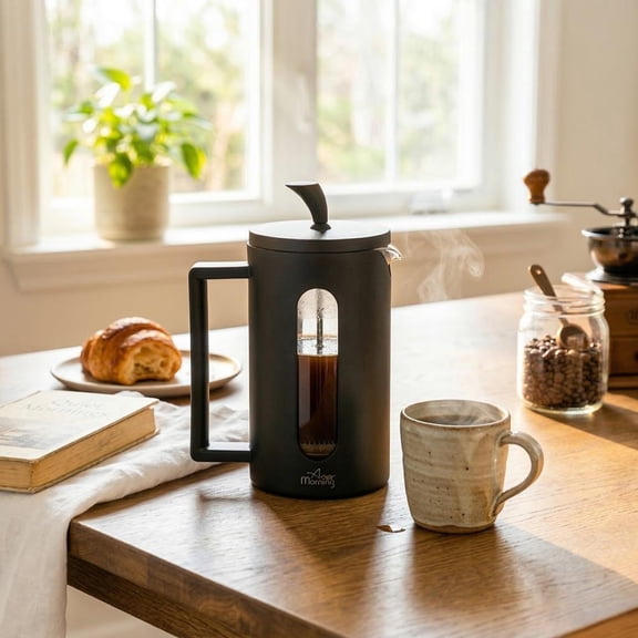 Any Morning 4-Cup Aluminum Heat Resistant Handle French Press Coffee Maker