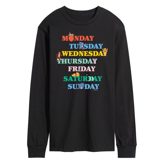 Winnie the Pooh - Days of the Week with Piglet, Tigger, Eeyore - Men's Long Sleeve T-Shirt