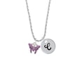 thumbnail image 2 of Delight Jewelry Silvertone Hot Purple Butterfly with 2 Crystals Silvertone Script Initial Disc - C - Charm Necklace, 20"+3", 2 of 4