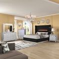thumbnail image 3 of Galaxy Home Furnishings Lizelle Upholstery Wooden King Bed with Ambient lighting in Black Velvet Finish, 3 of 3