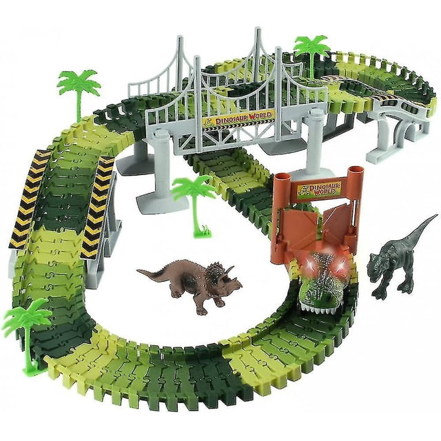 Set de juego Race Track, coche de juguete y pista flexible con 2 dinosaurios 3+