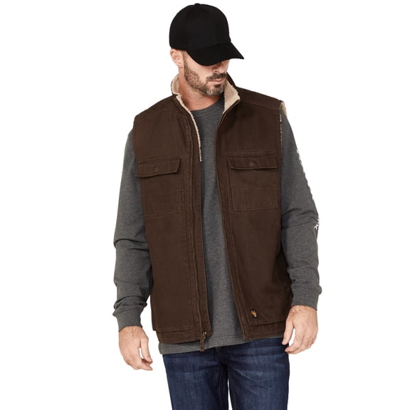 Hawx Men's Weathered Sherpa Lined Work Vest Big And Tall - HXFA22V23-DRK BRN-TLL X- Tall  US