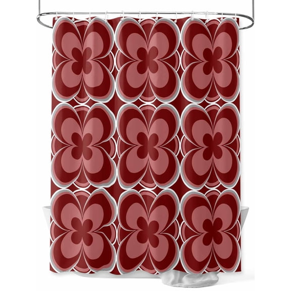 Shower Curtain Red Geometric Bathroom Curtains with Hooks, Waterproof Fabric Abstract Floral Modern Art Bath Shower Curtains Set for Bathroom Bathtubs Decor 36x72 Inch