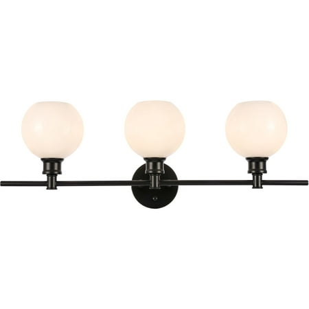 

Black Tone Finish Wall Sconces 28 Wide Frosted White Glass Ball Shade E26 Bulb Type 3 Light Fixture