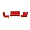 thumbnail image 3 of Costaelm Alaia Mid Century Modern Upholstered Tufted Velvet Loveseat Sofa and 25" Accent Chair 3-Piece Set, Red, 3 of 6
