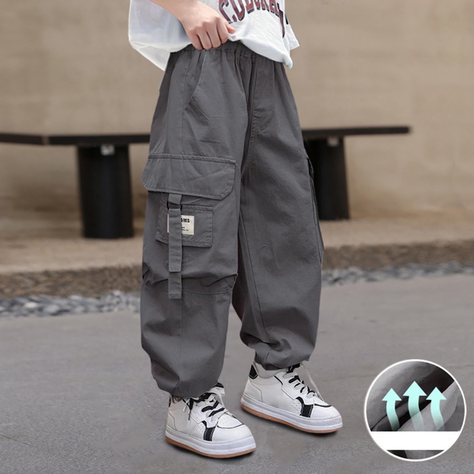 【nyxu】Verour Cargo Pants ミルク(グレー) Sサイズ TEAJOPSUU Boy'S Ice Silk Cargo Pants Casual Quick Dry Work Pants