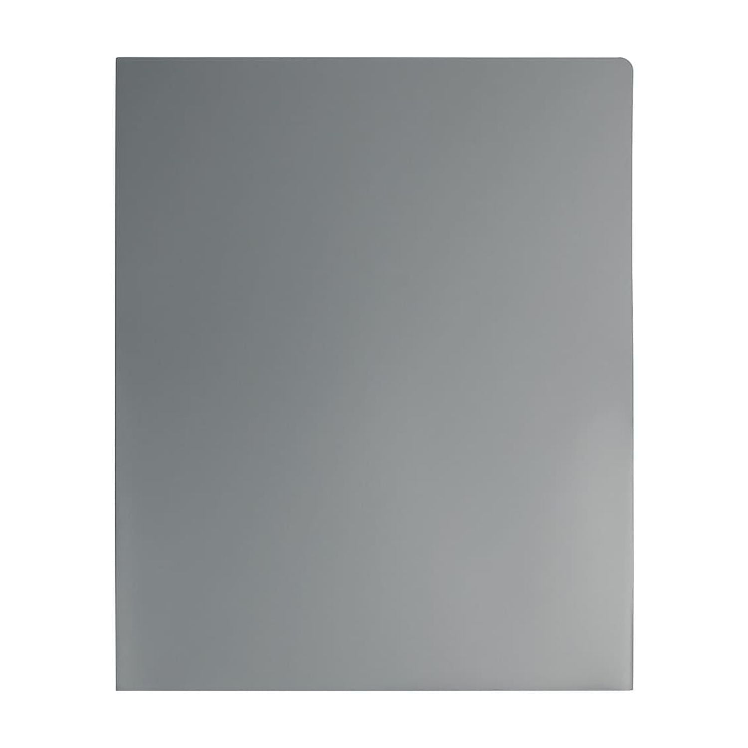 JAM Paper Heavy Duty Plastic 2 Pocket School Folders, Silver, 6/Pack