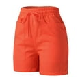 thumbnail image 3 of KaLI_store Shorts for Women Womens Sweat Shorts Casual High Waisted Shorts Comfy Drawstring Shorts with Pockets Summer Orange,XL, 3 of 5