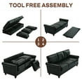 thumbnail image 7 of 80'' Faux Leather Sofa with Storage Seats, Classic 3-Seater Couch with Nailhead Trim, Easy Assembly (Black), 7 of 7
