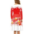 thumbnail image 3 of FKELYI Christmas Snowflake Women Dresses Size 4XL Soft Music Bell Ladies A Line Dresses Knee Length Elastic Women Long Sleeve Dressy Tops, 3 of 4