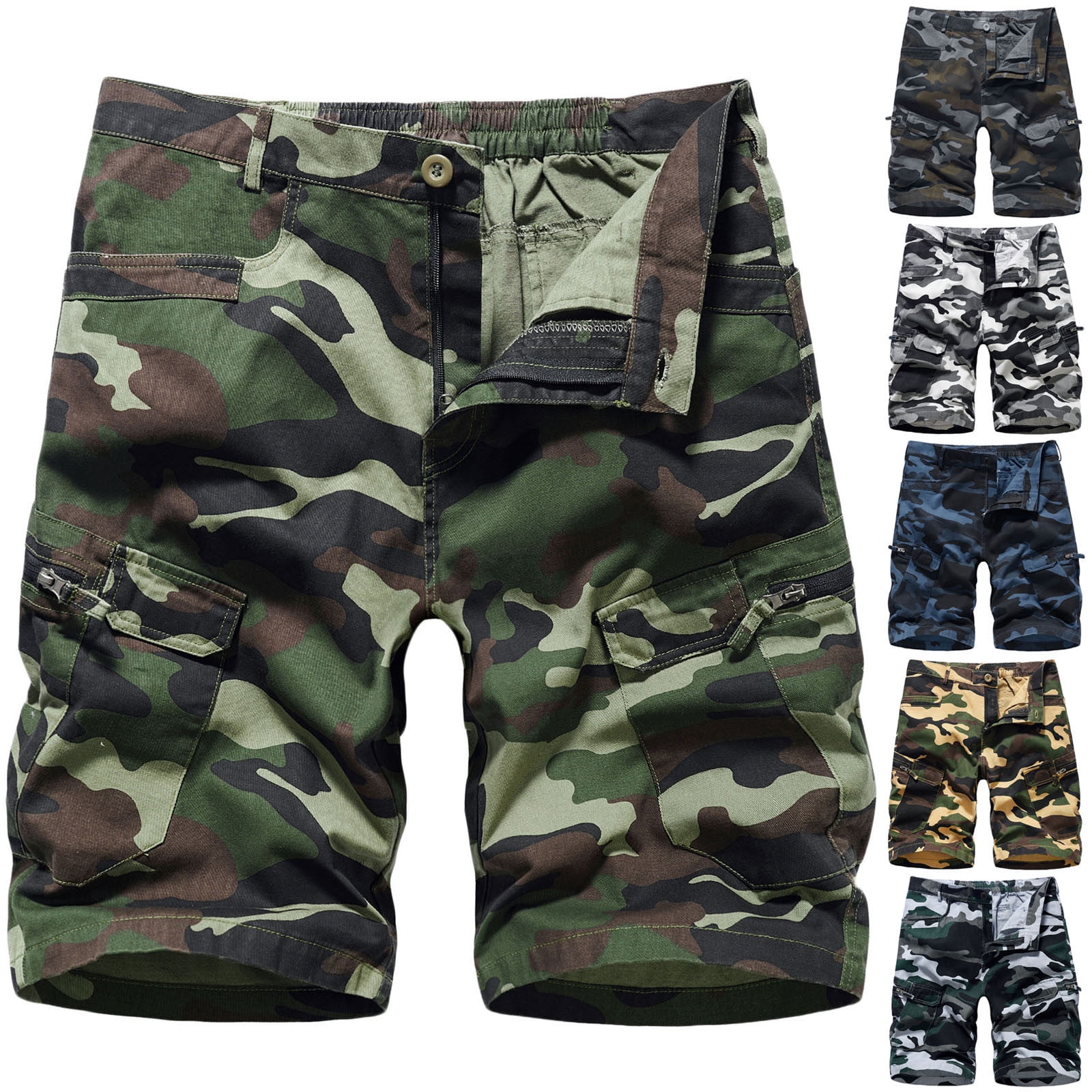 AXXD Men Shorts Clearance Sale Classic Fit Classic Camouflage Zipper