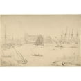 thumbnail image 2 of Thomas Rowlandson 24x17 Black Ornate Framed Double Matted Museum Art Print Titled: Harbor Scene (1775-1827), 2 of 5