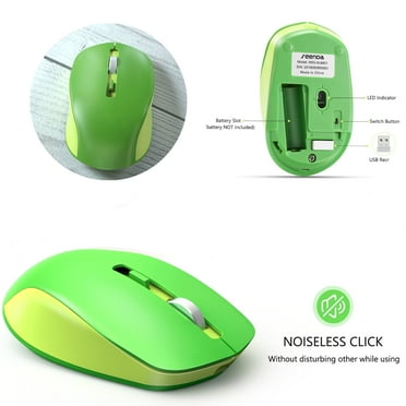 Vive Comb 2.4G Wireless Computer Mouse with Nano Receiver 3 Adjustable DPI Levels, Ergonomic Design for Laptop, PC, Chromebook, Computer, Notebook, Green