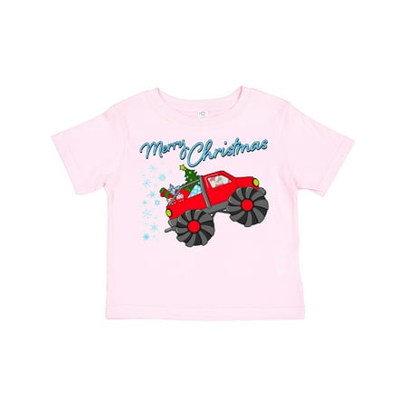 

Inktastic Merry Christmas- Santa Drives a Monster Truck Gift Toddler Boy or Toddler Girl T-Shirt