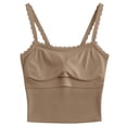 thumbnail image 3 of Public Women Built-In Bra Tank Tops Casual Sleeveless Lace T Shirts Trendy Ribbed Slim Fit Tank Tops Khaki One Size, 3 of 3