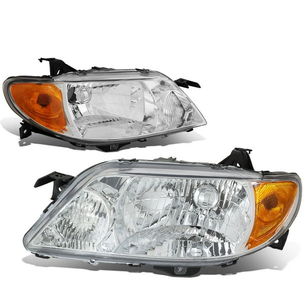 For 2001 to 2003 Mazda Protege Headlight Chrome Housing Amber Corner Headlamp 02 Left + Right