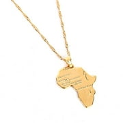 Big Size Crystal Africa Map Pendant Necklace Women Girl 24K Gold Plated African